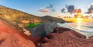 Lanzarote Prints: El Golfo, Lanzarote: A stunning green lagoon located in a volcanic crater