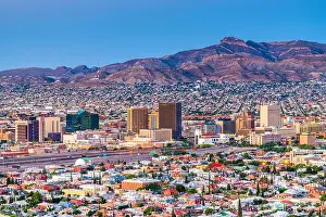 El Paso, Texas, USA downtown city skyline at twilight
