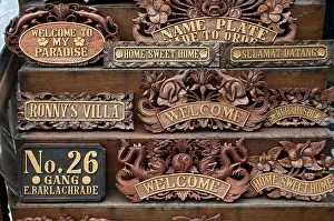 Balinese Prints: Elaborately carved wooden signs made to order in Bali Indonesia
