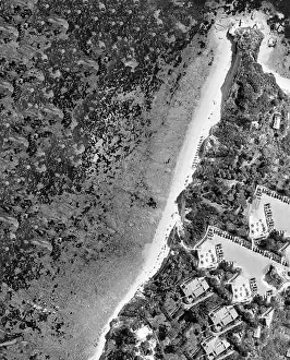 Elba Island, Italy. Amazing downward aerial view from drone of Capo Bianco and Padulella Beach near Portoferraio