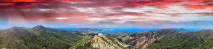 Blue Beach Prints: Elba Island, Italy. Amazing aerial view from drone of mountains and landscape