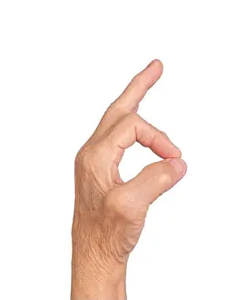 Approval Prints: Elderly hand making OK gesture