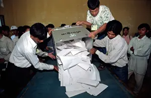 Khmer Prints: Election ballot box Cambodia 1998 Phnom Penh