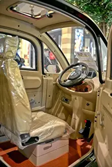 Motor Car Prints: Electric car. Interior of single seater battery powered motor car. Thailand Asia
