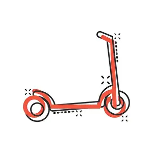 Eco Friendly Prints: Electric scooter icon in comic style
