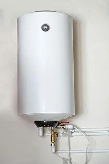 Plumber Prints: Electric water heater boiler on the wall in the house