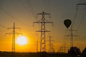 Energy Engineering Prints: electrical pylons in sunset