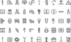 Screwdriver Prints: Electrician tools and elements icons Simple vector icon