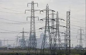Electricity Pylon Prints: Electricity Pylons part of the National Grid stretch out across Essex U K