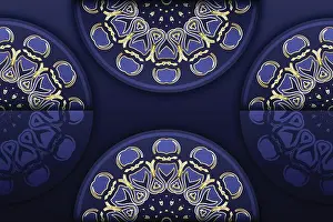Islamic Prints: Elegant Navy Blue And Gold Mandala Decorative Seamless Pattern Artwork