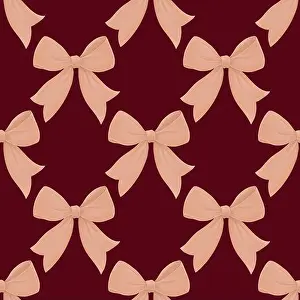 Wrapping Prints: Elegant seamless pattern with watercolor bows on a burgundy background