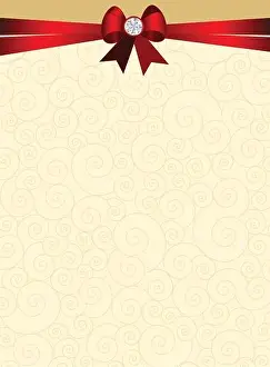 Elegant wedding invitation card background with red ribbon and bow