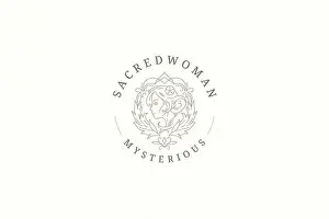 Elegant woman portrait with flower hairstyle fantasy winged silhouette line art logo vector illustration