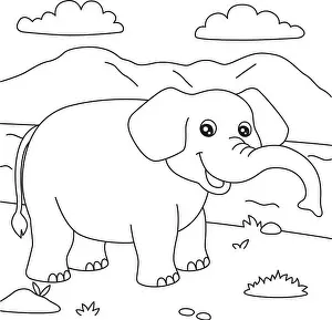 Elephant Coloring Page for Kids