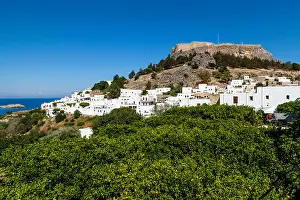 Whitewashed Prints: An Elevated View Of The Town Of Lindos, Rhodes, Greece