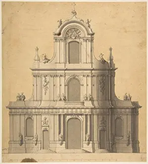 Proportions Prints: Elevation of West Façade of a Church 18th century Anonymous