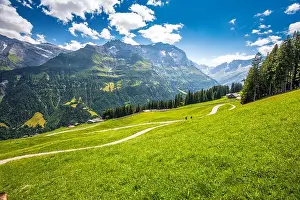 Glarus Prints: Elm village and Swiss mountains - Piz Segnas
