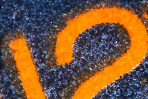 Magnification Prints: Embedded digit 2 on sim card under the microscope. Closeup macro photography