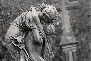 Grieving Prints: Embrace - Woman and Child Tomb Sculpture