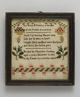 Embroidered Sampler made at the Female Association Quaker School, Embroidered by Charlotte Gardner, December 23, 1813