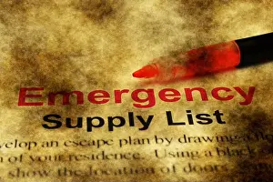 Telecommunication Prints: Emergency supply list grunge concept