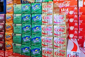 Coke Prints: End-Aisle Soda Display of Stacked Coca Cola Cases, Weis Supermarket, Doylestown, PA, USA