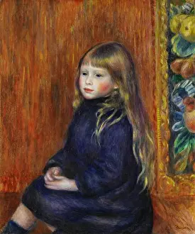 Renoir Prints: Enfant assis en robe bleue (Portrait d'Edmond Renoir fils)