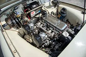 Classic Car Prints: Engine of a 1955 Triumph TR3