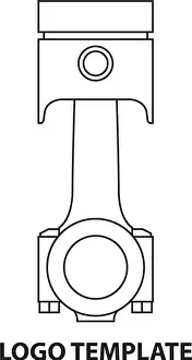 Engine piston line drawing sketch illustration vector