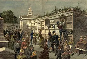 Date Prints: English: All Saints Day in New Orleans -- Decorating the Tombs in One of the City Cemeteries