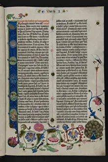 Religious Text Prints: English: Beginning of the book of Genesis in the Gutenberg Bible - Staatsbibliothek Berlin copy