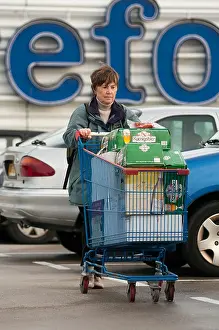 Shopper Prints: english booze cruiser makes way back to car with trolley full of wine