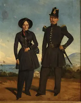 Algeria Prints: English: Cantiniere, a female soldier of the French army
