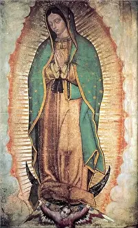 Iglesia Prints: English: The Catholic Church considers the image of the Virgin of Guadalupe imprinted on the cloak of Juan Diego as a