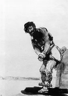Suffering Prints: English: Chained Prisoner. between 1806 and 1812. Goya Draw2