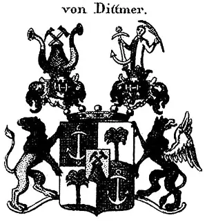 Baron Prints: English: Coat of arms of Freiherren von Dittmer family (1800)