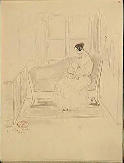 Journalist Prints: English: Drawing of George Sand by Alfred de Musset