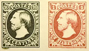 Milestone Prints: English: First two postage stamps from Luxembourg