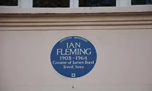 English Heritage Prints: English Heritage Blue Plaque indicating that Ian Fleming
