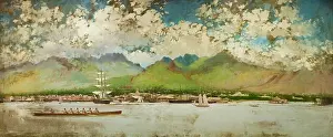 Palace Prints: English: Joseph Dwight Strong's King Kalakaua Jubilee Mural titled Honolulu 1886