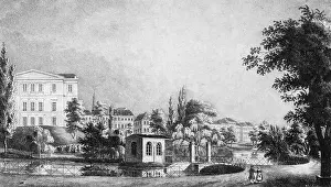 Bremen Prints: English: Lithography by A. von Lowtzow showing the Wallanlagen in Bremen