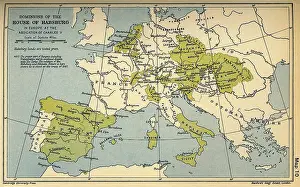Territorial Prints: English: A map of the dominions of the House of Habsburg following the abdication of the emperor Charles V (1556)