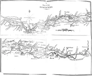 Forts Prints: English: Map of Hadrian's Wall from The History of the Roman Wall by William Hutton