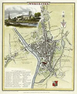1806 Prints: English: A map of Worcester in 1806 (engraved by J)