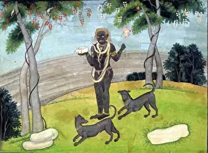 1820 Prints: English: Painting. Śiva as Bhairava with two dogs