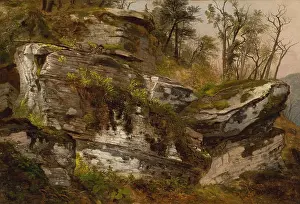 North Carolina Prints: English: Rocky Cliff, oil on canvas