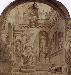 Casa Prints: English: Sculpture Court of the Casa Sassi in Rome between 1532 and 1537
