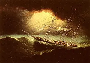 Fighting Prints: English: Ship In A Storm. 19th century. Buttersworth James E Ship In A Storm
