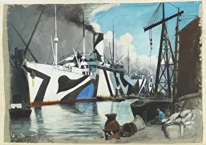 Steamship Prints: English: Shipping troops overseas has usually required the services of large civilian vessels