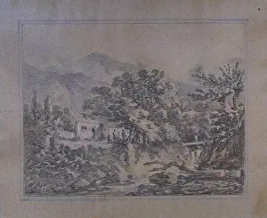 Lake District Prints: English: Sir George Howland Beaumont (1753-1827) Old Cottage at Applethwaite near Keswick 1803